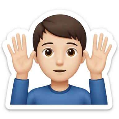 A boy with both hands facing up saying 67 sticker