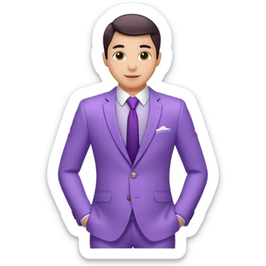 lavender-purple Suit, smooth rounded neckline, simple design, glossy surface, plain background. sticker