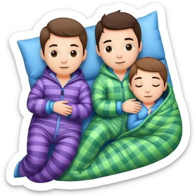 two friends in pajamas with a sleeping bag, sleepover theme sticker
