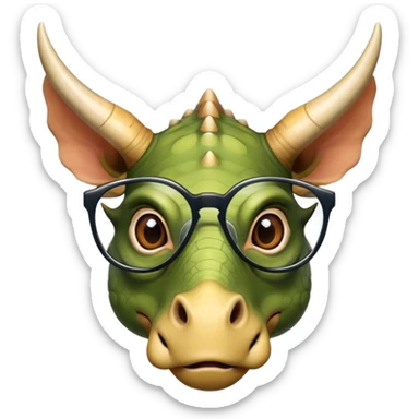triceratops face with glasses sticker