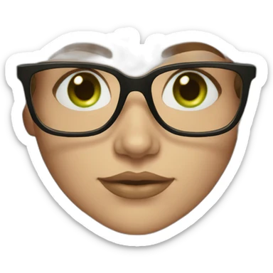 woman-with-wavy-brown-hair-square-glasses-green-eyes sticker