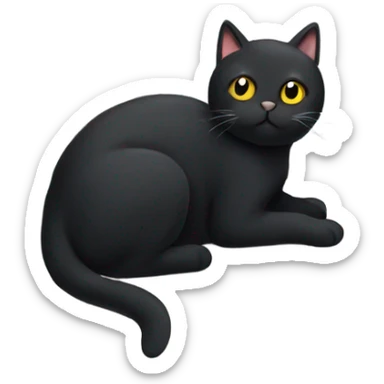 Black cat laying on radiator sticker