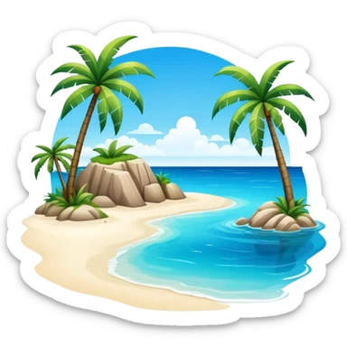 tropical island with palm trees and ocean sticker
