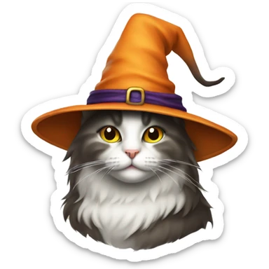 A cat with a witch hat  sticker