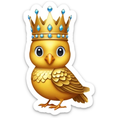 bird with crown and big earrings single vibrant colour  sticker