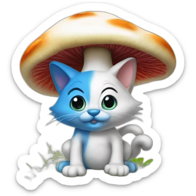 Smurfs cat mushrooms sticker