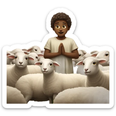 kid offering sheep to god sticker