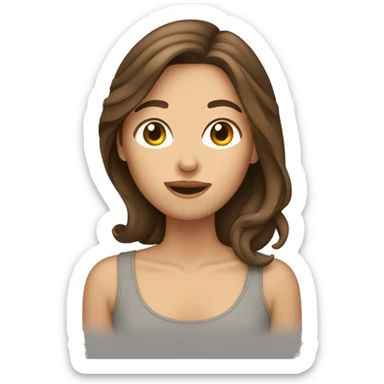 Brown haired women tucking hair behind ear sticker