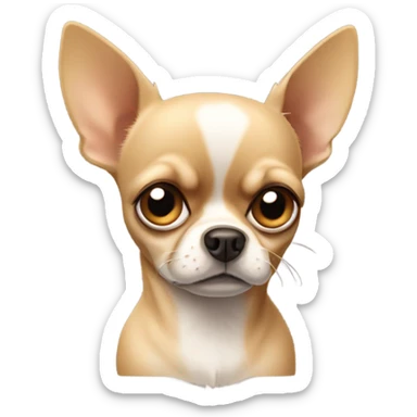 A beige chihuahua with a grumpy expression sticker