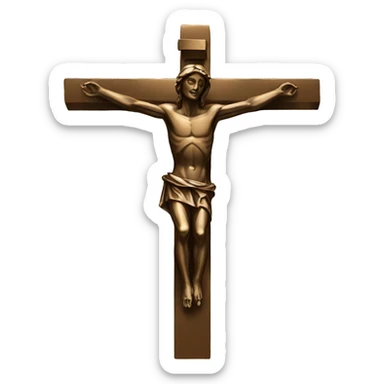 bronze crucifix statue sticker