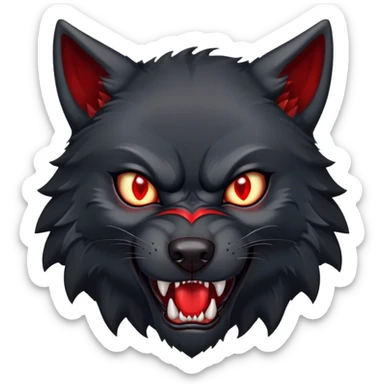 Can you create a black wolf with red eyes in a scary way sticker