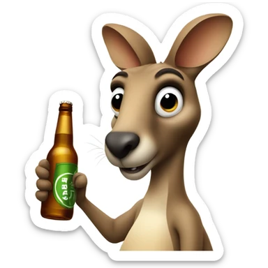 a kangaroo drinking beer sticker