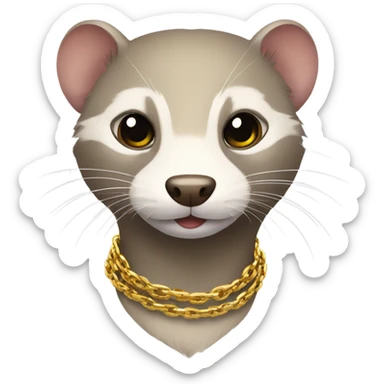 Ferret with gold chains sticker