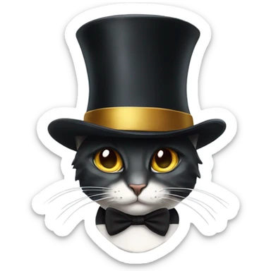 top hat on cat sticker