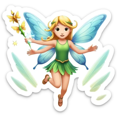 fairy character jumping with moth wing flare sticker