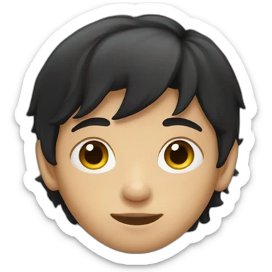 young dark-haired boy in hiding sticker