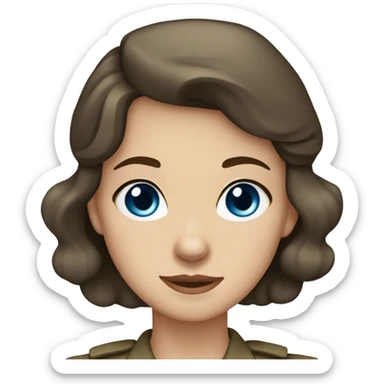 Wwii girl brown hair blue eyes sticker