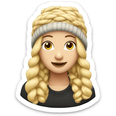  Blonde braided hair in beanie hat sticker