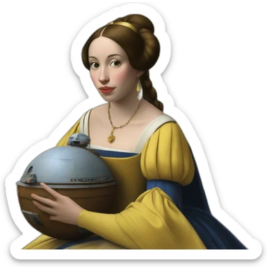 Princess leía star wars in a vermeer's painting sticker
