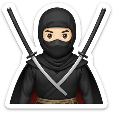 Emoji de ninja capa blanca y la espada  sticker