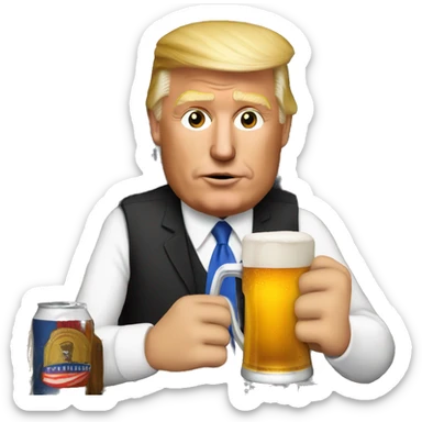 President Trump drinking a beer  sticker