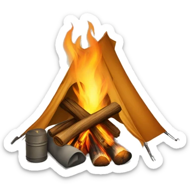camping with bonfire sticker