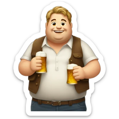 chubby guy drunk at oktoberfest sticker