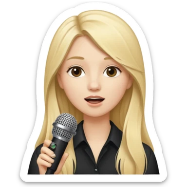 Singer Young woman – long blonde hair, around 20s,  singing into mic sticker