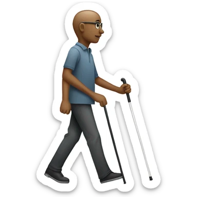blind person walking with cane sticker
