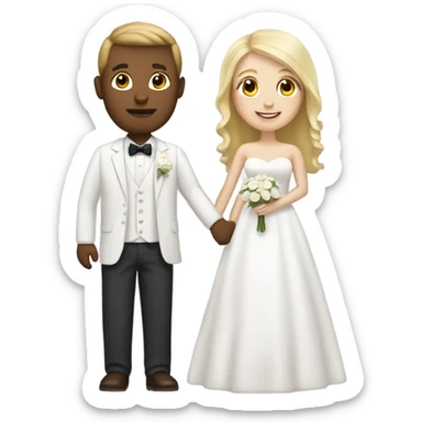 Blonde women and brown haired man with white skin getting married   sticker
