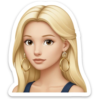 blonde girl long hair wearing david yurman small hoop earrings sticker