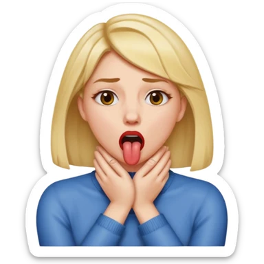 criss cross hands around throat choking self woman emoji tongue out  sticker