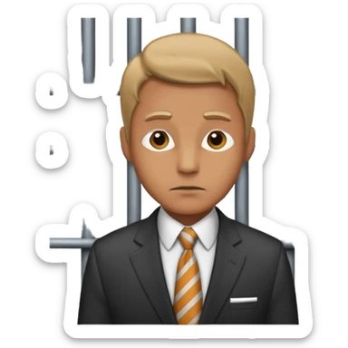 A man in a suit behind bars sticker