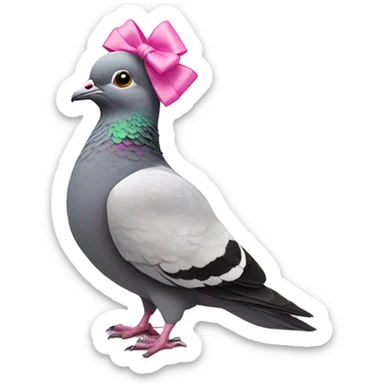 pigeon with a pink bow on head facing to the left side  sticker