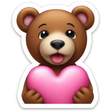 Pink heart with teddy sticker