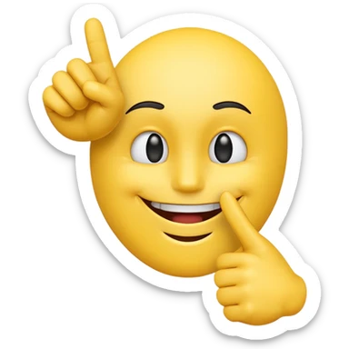 Smile face with hand pointing with two split fingers (pointer and middle) sticker