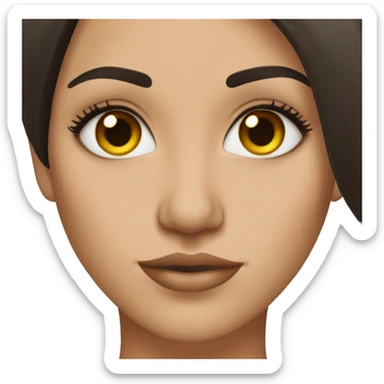 Beautiful Woman with straight dark brown hair and amber eyes with long eyelashes  sticker