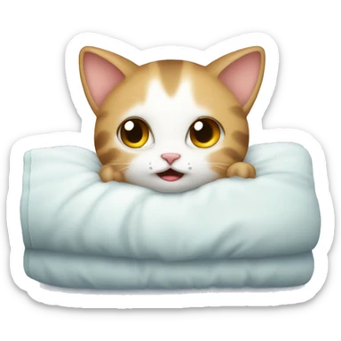 Baby cat in bed rolling  sticker