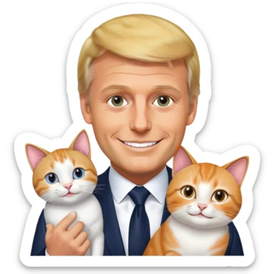 Macron With a cat and trump sticker