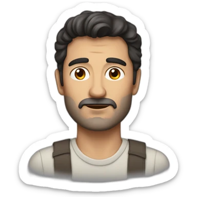 dark-haired Spanish man without beard, 50 years old sticker