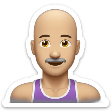 bald gym guy with nice mo sticker