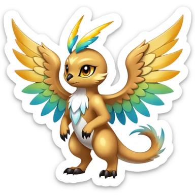 Anthro Sona Cool Edgy Cute Colorful Shy Winged Shiny Fakemon-Fantasy-Creature Full Body sticker