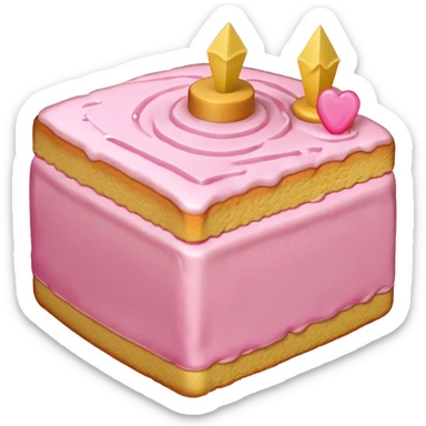 sweet simple slice of sponge cake, with pink frosting on top, pointing right sticker