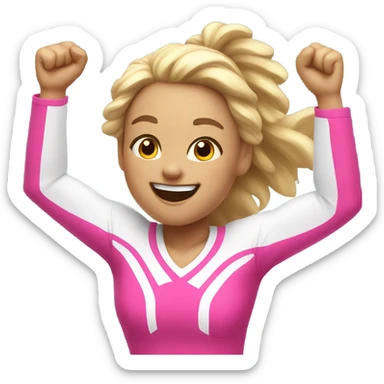 White cheerleader jumping with pink uniform sticker