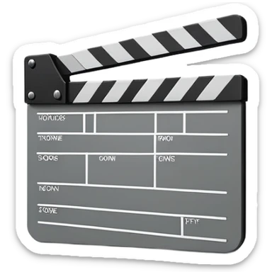 movie clapperboard with geometric outline, precise thin black lines and only one diagonal line crossing through, clean design sticker