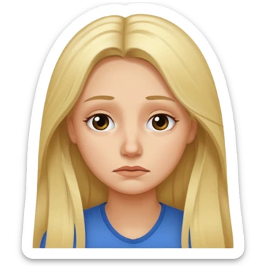 tired blond woman with long hair sticker