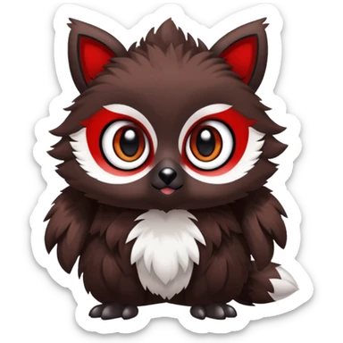 Cute cool white red dark-brown black animal hybrid Fakemon full body sticker