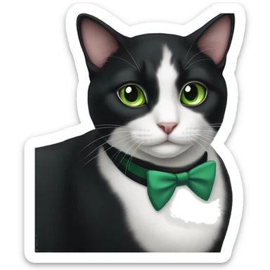Black and white tuxedo cat with green eyes sticker