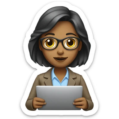 Corporate girl taking her laptop for a walk sticker