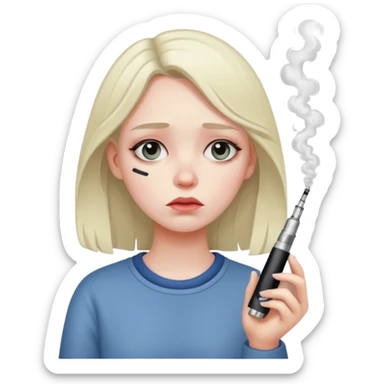 sad girl with small vape sticker